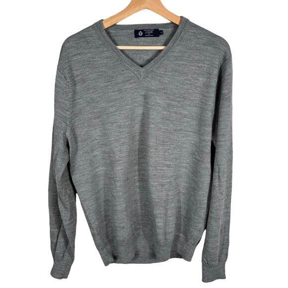 J. Crew Men's Merino Wool V Neck Sweater Medium Style 17387 Pullover Gray Top - Picture 1 of 9